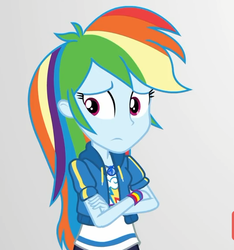 Size: 529x564 | Tagged: safe, screencap, rainbow dash, equestria girls, equestria girls series, g4, rollercoaster of friendship, clothes, cropped, crossed arms, female, geode of super speed, hoodie, magical geodes