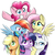 Size: 1024x1028 | Tagged: safe, artist:enviaart, applejack, fluttershy, pinkie pie, rainbow dash, rarity, twilight sparkle, alicorn, earth pony, pegasus, pony, unicorn, g4, cowboy hat, female, hat, mane six, mare, simple background, twilight sparkle (alicorn), white background