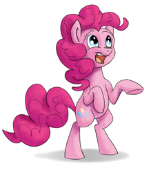Size: 802x916 | Tagged: safe, artist:strapparer, pinkie pie, earth pony, pony, g4, bipedal, female, open mouth, rearing, simple background, smiling, solo, white background