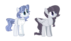 Size: 2647x1537 | Tagged: safe, artist:spectrumnightyt, oc, oc only, oc:amethyst pie, oc:lapis pie, earth pony, pegasus, pony, clothes, female, magical lesbian spawn, mare, offspring, parent:fluttershy, parent:marble pie, parent:maud pie, parent:rarity, parents:marbleshy, parents:rarimaud, simple background, sweater, transparent background
