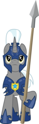 Size: 2882x8993 | Tagged: safe, artist:inuhoshi-to-darkpen, pony, unicorn, g4, it's about time, armor, helmet, hoof shoes, looking at you, male, night guard, resource, royal guard, royal guard armor, simple background, solo, spear, stallion, transparent background, unicorn royal guard, vector, weapon
