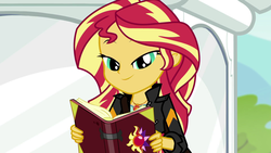 Size: 1920x1080 | Tagged: safe, screencap, sunset shimmer, equestria girls, equestria girls specials, g4, my little pony equestria girls: mirror magic, female, looking at you, she knows, solo, sunset's journal