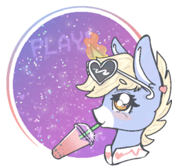 Size: 563x547 | Tagged: safe, artist:nootaz, oc, oc only, oc:nootaz, pony, unicorn, blushing, glowing horn, horn, icon, simple background, solo, sunglasses, transparent background
