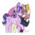 Size: 2048x2048 | Tagged: safe, artist:iistrawberry-shibaii, moondancer, starlight glimmer, pony, unicorn, g4, blushing, chest fluff, clothes, crack shipping, female, glimmerdancer, high res, lesbian, looking at each other, mare, shipping, simple background, smiling, sweater, transparent background