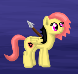 Size: 387x369 | Tagged: safe, artist:platinumdrop, oc, oc only, oc:rose black, pegasus, pony, female, mare, solo, spear, weapon