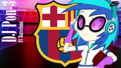 Size: 1280x720 | Tagged: safe, dj pon-3, vinyl scratch, equestria girls, g4, catalonia, catalunya, clothes, fc barcelona, glasses, gloves, headphones, senyera, st. george's cross, zipper