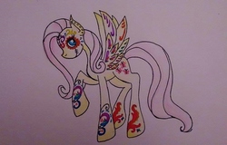 Size: 842x540 | Tagged: safe, artist:dawn-designs-art, fluttershy, pony, g4, candy skull, death mask, female, mexican candy skull, solo