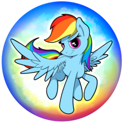 Size: 2539x2539 | Tagged: safe, artist:flamevulture17, rainbow dash, pegasus, pony, g4, female, high res, mare, orb, smiling, smirk, solo, spread wings, wings