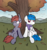 Size: 2860x3032 | Tagged: safe, artist:moemneop, oc, oc only, oc:kami, oc:lukida, bat pony, pegasus, pony, clothes, female, high res, lukami, male, mare, scarf, stallion, tree