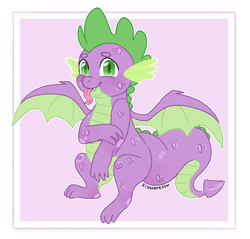 Size: 1150x1100 | Tagged: safe, artist:fioweress, spike, dragon, g4, molt down, baby, baby dragon, cute, green eyes, male, scales, signature, solo, spikabetes, spread wings, tongue out, winged spike, wings