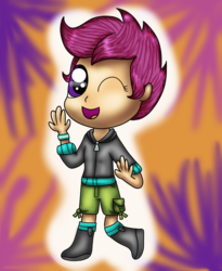Size: 1800x2200 | Tagged: safe, artist:artistathefilly, scootaloo, equestria girls, g4, chibi, cute, female, solo