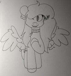Size: 2637x2816 | Tagged: safe, artist:ponkus, oc, oc only, pegasus, pony, clothes, female, high res, long mane, mare, sketch, socks, solo, traditional art, unshorn fetlocks, wip