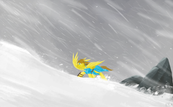 Size: 1500x927 | Tagged: safe, artist:sunnytp, pegasus, pony, blizzard, link, ponies of the wild, ponified, snow, snowfall, solo, the legend of zelda, the legend of zelda: breath of the wild