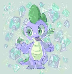 Size: 501x511 | Tagged: safe, artist:osawari64, spike, dragon, g4, gem, male, solo, tongue out