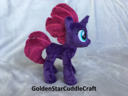 Size: 1024x768 | Tagged: safe, artist:gscuddlecraft, fizzlepop berrytwist, tempest shadow, pony, unicorn, g4, female, filly, filly tempest shadow, irl, photo, plushie, solo, younger