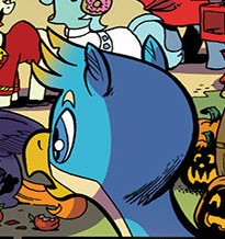 Size: 205x218 | Tagged: safe, artist:andypriceart, idw, gallus, griffon, g4, spoiler:comic, spoiler:comic71, comic, cropped, male, shocked