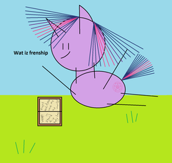 Size: 1520x1432 | Tagged: safe, twilight sparkle, pony, unicorn, friendship is magic, g4, 1000 hours in ms paint, book, female, grass, ms paint, satanic ritual, sky, smiling, solo