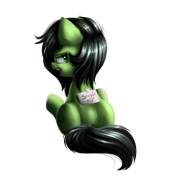 Size: 2000x2000 | Tagged: safe, artist:confetticakez, oc, oc only, oc:filly anon, earth pony, pony, angry, cute, female, filly, grumpy, high res, sign, simple background, sitting, solo, transparent background
