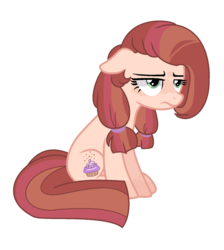 Size: 1373x1534 | Tagged: safe, artist:moon-rose-rosie, oc, oc only, oc:chocolate sprinkles, earth pony, pony, base used, female, mare, offspring, parent:cheese sandwich, parent:pinkie pie, parents:cheesepie, simple background, sitting, solo, transparent background