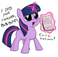 Size: 1159x1123 | Tagged: safe, artist:moonatik, twilight sparkle, pony, unicorn, g4, adorkable, bbbff, blank flank, cute, dork, female, filly, filly twilight sparkle, foal, happy, homework, implied shining armor, nerd, paper, simple background, solo, staples, transparent background, traps are gay, unicorn twilight, when you see it, younger