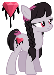 Size: 1099x1519 | Tagged: safe, artist:the-75th-hunger-game, oc, oc only, oc:gloomy ruby pie, earth pony, pony, big titty goth gf, braid, cutie mark, dyed hair, female, gem, next generation, offspring, parent:pinkie pie, parent:pokey pierce, parents:pokeypie, pigtails, plait, ruby, ruby gloom, simple background, solo, the addams family, transparent background, wednesday addams