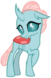 Size: 2100x3200 | Tagged: safe, alternate version, artist:cheezedoodle96, ocellus, changedling, changeling, g4, school daze, .svg available, crossed legs, cute, cute little fangs, cuteling, diaocelles, fangs, female, high res, looking at you, shy, simple background, smiling, solo, svg, transparent background, vector