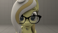 Size: 600x338 | Tagged: safe, artist:ivoryquest, oc, oc only, pegasus, pony, 3d, animated, boop, cute, female, gif, glasses, mare, offscreen character, solo