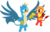 Size: 3591x2314 | Tagged: safe, artist:porygon2z, gallus, oc, oc:heatwave, griffon, g4, chickub, fist bump, high res, male, paws, simple background, spread wings, transparent background, vector, wings