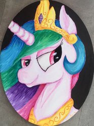 Size: 1024x1376 | Tagged: safe, artist:colorsceempainting, princess celestia, pony, g4, bust, canvas, female, oval, paint, painting, portrait, sexy, smiling, solo, traditional art