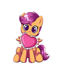 Size: 612x792 | Tagged: safe, artist:autumn rush, scootaloo, pegasus, pony, g4, cute, cutealoo, female, filly, looking at you, mouth hold, simple background, solo, transparent background