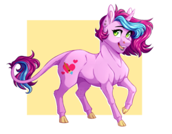 Size: 2775x2158 | Tagged: safe, artist:micky-ann, oc, oc only, oc:artsy fantasy, pony, unicorn, cloven hooves, female, high res, leonine tail, mare, open mouth, simple background, smiling, solo, transparent background