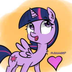 Size: 811x816 | Tagged: safe, artist:artiks, twilight sparkle, alicorn, pony, g4, abstract background, cute, dialogue, female, floating heart, heart, mare, please, solo, twiabetes, twilight sparkle (alicorn)