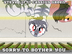 Size: 2000x1500 | Tagged: safe, artist:aaronmk, pony, unicorn, zebra, baseball bat, boots riley, context is for the weak, fence, looking up, magic, male, sorry to bother you