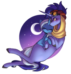 Size: 788x820 | Tagged: safe, artist:pandemiamichi, hoo'far, trixie, horse, pony, saddle arabian, unicorn, g4, road to friendship, colored hooves, crescent moon, female, male, mare, moon, night, shipping, simple background, size difference, stallion, straight, transparent background, trixfar