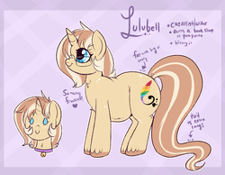 Size: 982x762 | Tagged: safe, artist:lulubell, oc, oc only, oc:lulubell, pony, unicorn, chubby, fat, female, freckles, glasses, mare, reference sheet, solo