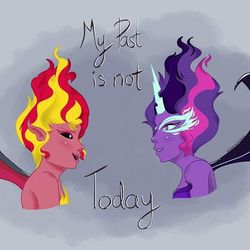 Size: 480x480 | Tagged: safe, sci-twi, sunset shimmer, twilight sparkle, demon, equestria girls, g4, my past is not today, midnight sparkle, midnightsatan, sunset satan