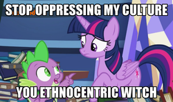 Size: 1024x606 | Tagged: safe, edit, edited screencap, screencap, spike, twilight sparkle, alicorn, father knows beast, image macro, meme, the order of the stick, twilight sparkle (alicorn)