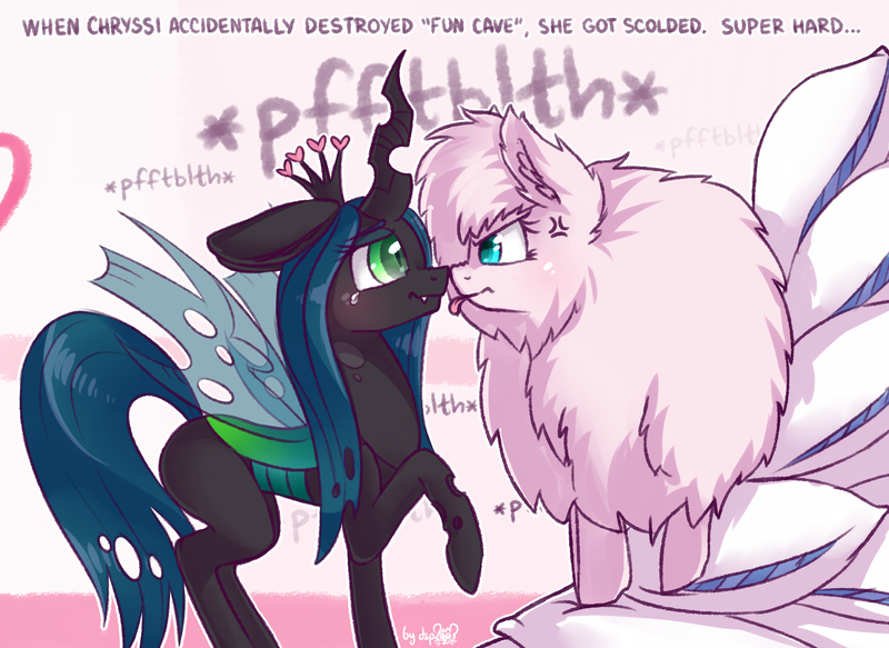 Queen Chrysalis And Fluffle Puff Kiss