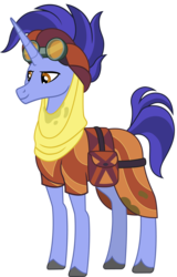 Size: 5886x9202 | Tagged: safe, artist:koolfrood, hoo'far, pony, saddle arabian, unicorn, g4, road to friendship, absurd resolution, clothes, goggles, male, saddle bag, simple background, solo, stallion, sweat, transparent background, vector