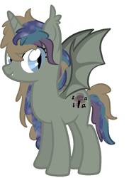Size: 801x1098 | Tagged: safe, artist:lullabyprince, artist:macadoptables, oc, oc only, oc:siren's melody, alicorn, bat pony, bat pony alicorn, pony, icey-verse, alicorn oc, base used, bat pony oc, fangs, female, magical lesbian spawn, mare, next generation, offspring, parent:adagio dazzle, parent:oc:sonic lullaby, parents:canon x oc, parents:sonicdazzle, simple background, solo, white background