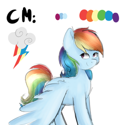 Size: 2000x2000 | Tagged: safe, artist:funwithlynnie, rainbow dash, pony, g4, alternate cutie mark, alternate universe, female, high res, reference sheet, simple background, solo, white background