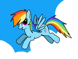 Size: 3200x2400 | Tagged: safe, artist:fluffka, rainbow dash, pony, g4, cloud, female, flying, high res, solo
