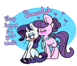 Size: 1763x1498 | Tagged: safe, artist:lou, rarity, suri polomare, earth pony, pony, unicorn, g4, blushing, cute, female, flustered, kissing, lesbian, raribetes, shipping, surity, tsundere, tsunderity, waifu