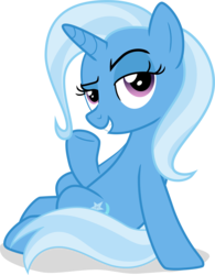 Size: 4152x5329 | Tagged: safe, artist:shutterflyeqd, trixie, pony, unicorn, g4, road to friendship, absurd resolution, bedroom eyes, female, looking at you, mare, raised eyebrow, simple background, sitting, solo, transparent background, vector