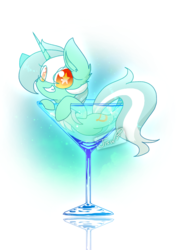 Size: 552x778 | Tagged: safe, artist:jisuppe, lyra heartstrings, pony, g4, chibi, cup, cup of pony, cute, female, glass, lyrabetes, martini glass, micro, solo, starry eyes, wingding eyes
