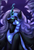 Size: 1500x2200 | Tagged: safe, artist:sora-choi, nightmare moon, alicorn, pony, g4, bust, ear piercing, earring, ethereal mane, female, glowing horn, horn, jewelry, night, piercing, portrait, signature, solo
