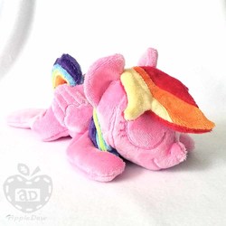 Size: 1000x1000 | Tagged: safe, artist:appledew, rainbow dash, pegasus, pony, g4, alternate color palette, beanie (plushie), female, folded wings, irl, mare, photo, plushie, prone, sleeping, solo, wings
