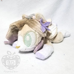 Size: 900x900 | Tagged: safe, artist:appledew, oc, oc only, oc:belle, pegasus, pony, beanie (plushie), female, folded wings, irl, mare, photo, plushie, prone, solo, wings