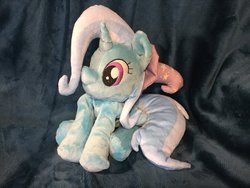 Size: 1200x900 | Tagged: dead source, safe, artist:sophie scruggs, trixie, pony, unicorn, g4, clothes, female, hat, irl, mare, photo, plushie, sitting, smiling, solo, trixie's hat