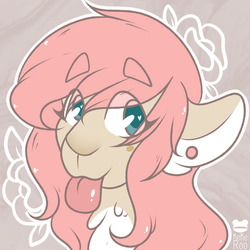 Size: 2000x2000 | Tagged: safe, artist:kekeroo, oc, oc only, oc:aime, deer, deer pony, original species, :p, bust, doe, high res, piercing, portrait, silly, tongue out